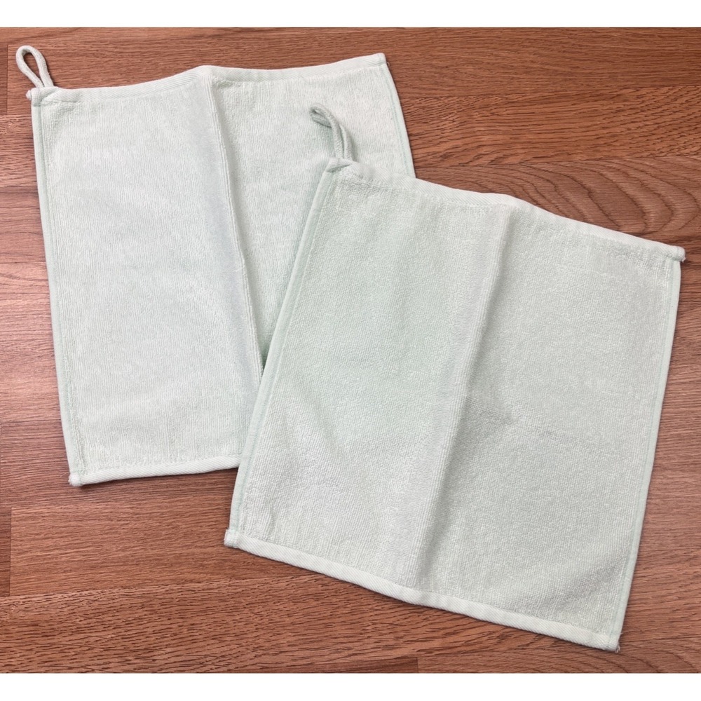 Set of 2 Joy Mangano Joy Supreme Stretch Luxury Hanging Washcloth Towel Mint NEW